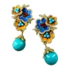 【SUGEBEINI】 Enamel colored earrings replicate the court's Hundred Flowers Banquet. Each flower is a wearable work of art ZEH00115 Item Picture